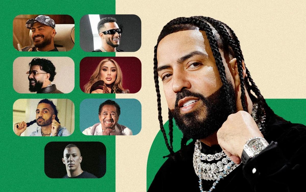 فرنش مونتانا وتامر حسني ومحمد رمضان والشاب خالد وديستانكت وسكيني وفريد بانج ومايا دياب 